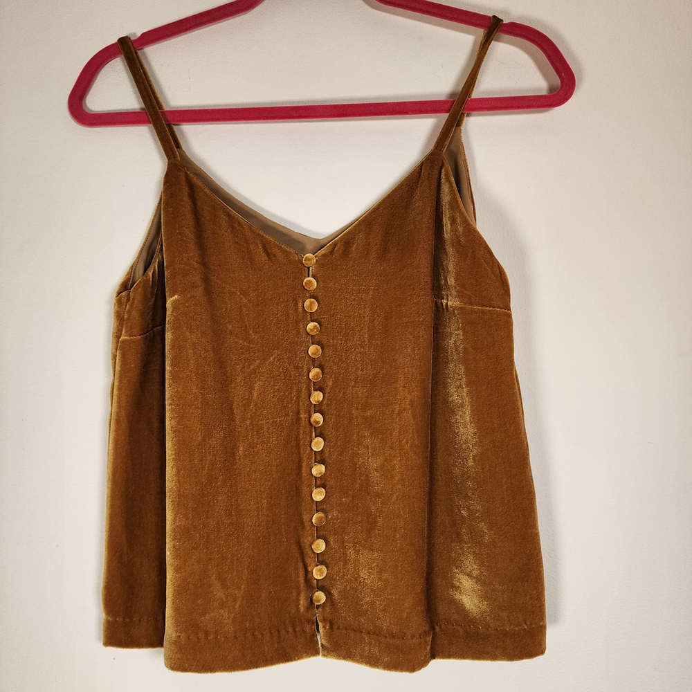 Madewell Velvet Button Down Cami Mustard Gold Size 00 NWOT J8081 Rare